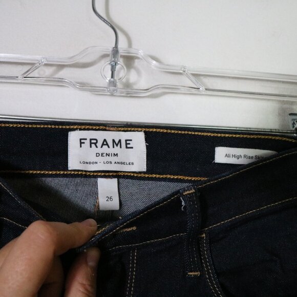 Frame Denim Ali High Rise Skinny Jeans Women 26 Dark Wash Blue High Rise Stretch - Picture 5 of 8